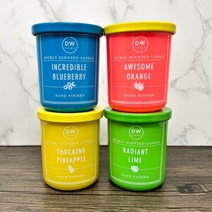 Neon candles, set of 4 DW Home mini candles, 3.8 oz candles, summer fruit scents